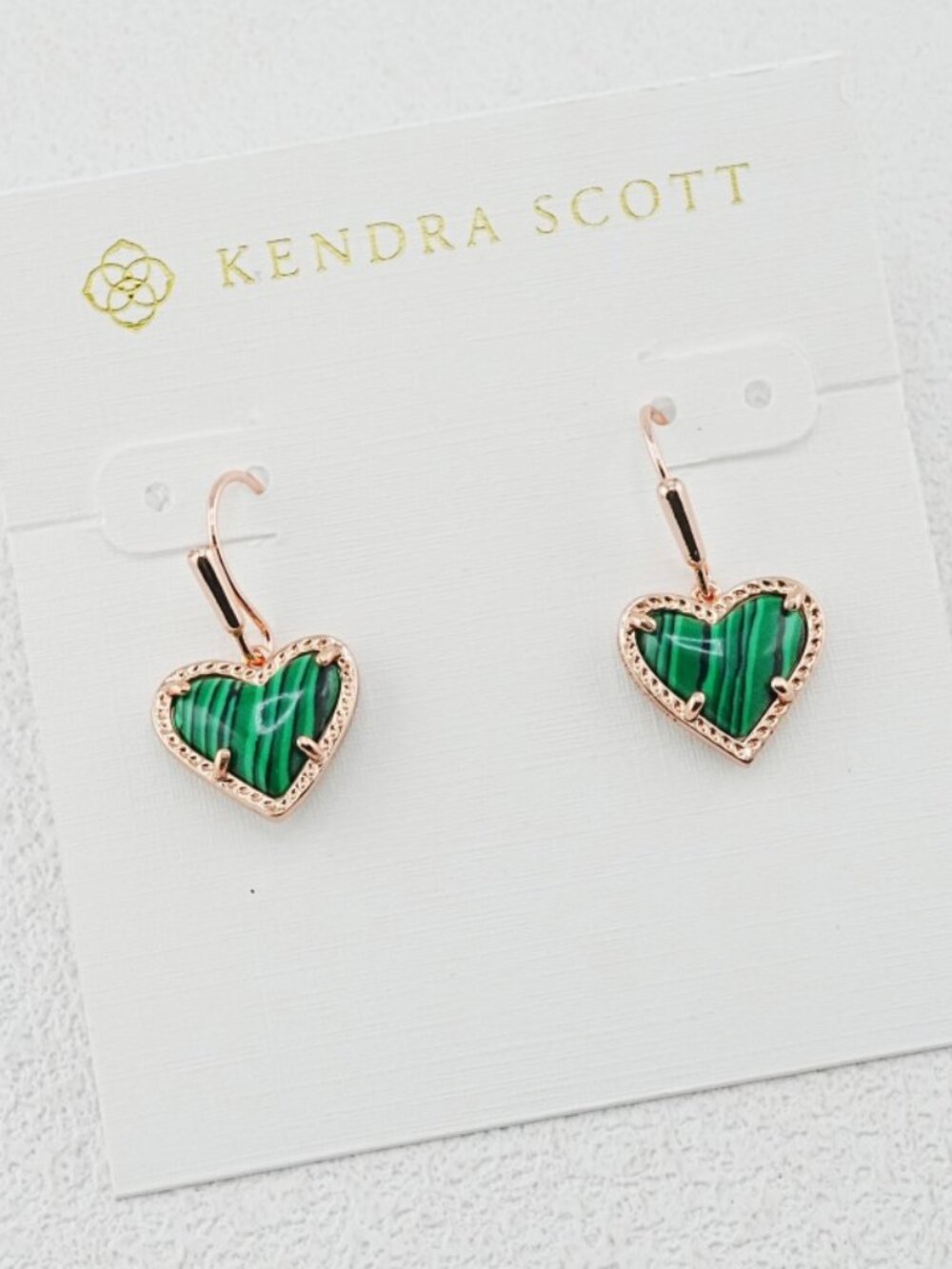 Kendra Scott Heart Malachite Earrings